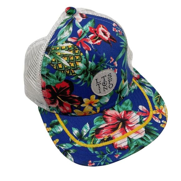 LIVE TO SURF FLORAL ADJUSTABLE UNISEX HAT Pineapple Hibiscus LTSTOFINO - Picture 1 of 9